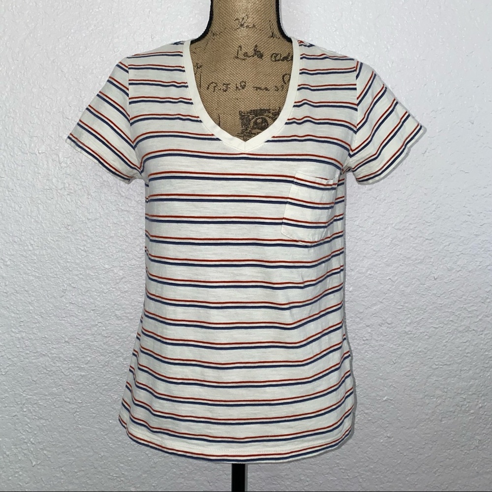 UNIVERSAL THREAD V-neck Pocket Tee Striped